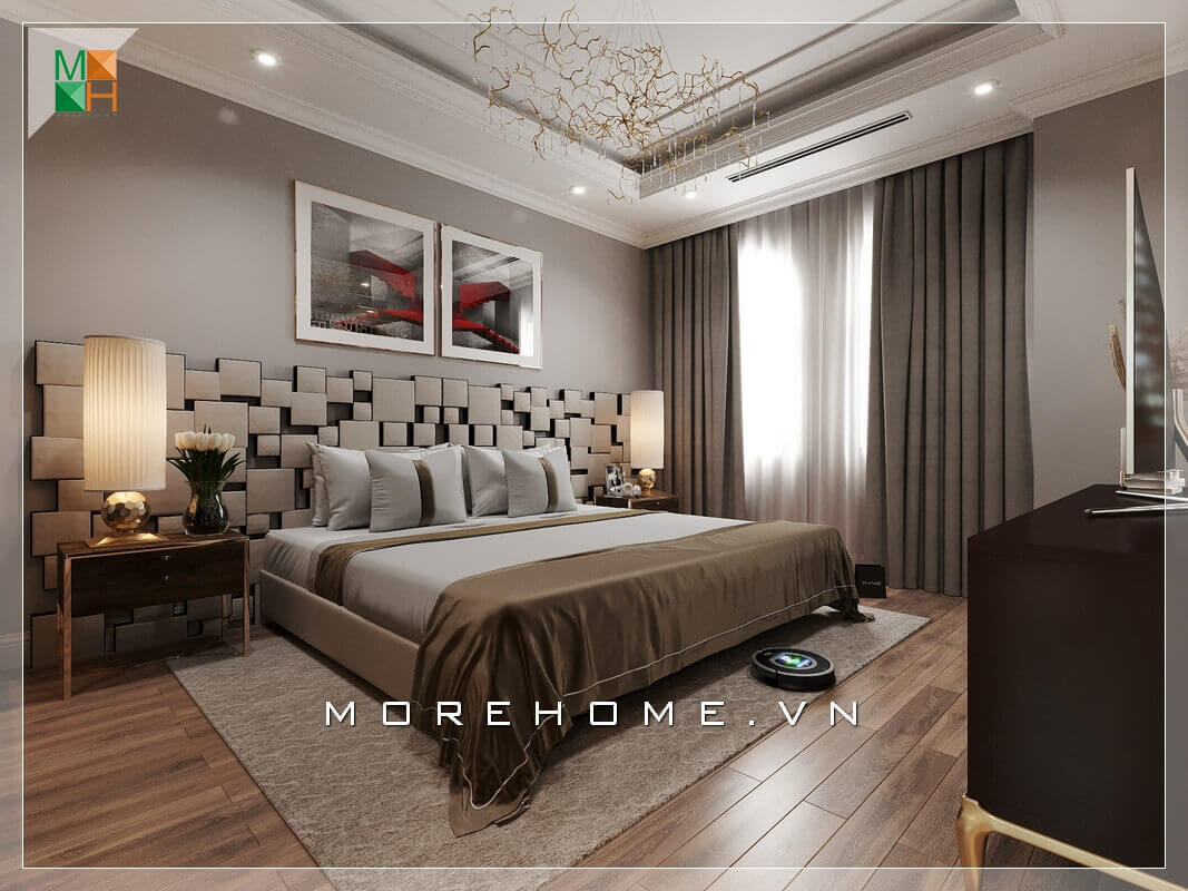 Giường ngủ biệt thự hiện đại Giường ngủ biệt thự hiện đại