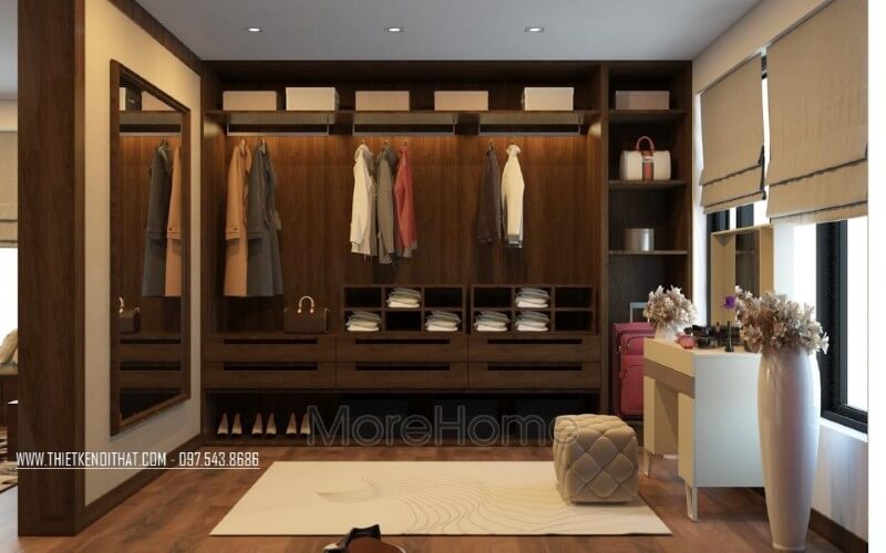 Tủ quần áo chung cư được thiết kế hiện đại kết hợp ngăn tủ đề đồ thuận tiện cho người sử dụng Mẫu nội thất chung cư đẹp