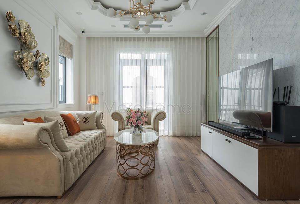 Sofa bọc nỉ được sản xuất bởi MoreSofa - thiết kế chuẩn mực, thẩm mỹ cao, bền bỉ với thời gian Thiết kế phòng khách biệt thự
