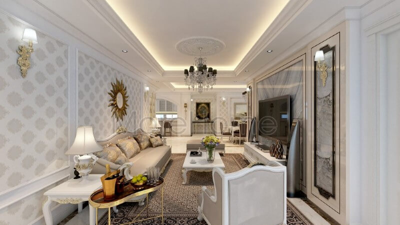 Bộ sofa gỗ tự nhiên được thiết kế rộng vững chãi mang đến cảm giác an toàn và thoải mái cho gia chủ sofa tân cổ điển
