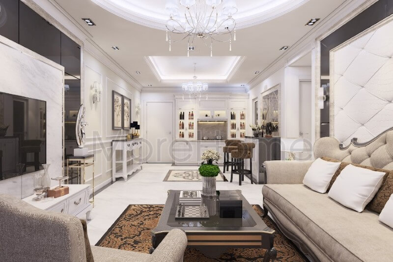 Nội thất phòng khách chung cư tân cổ điển ấn tượng và sang trọng Thiết kế phòng khách chung cư