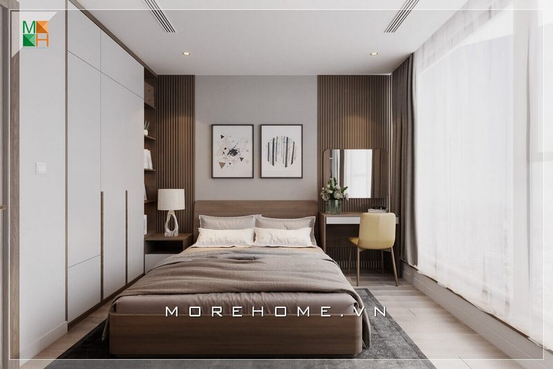 Mẫu giường ngủ màu be hiện đại và trẻ trung rất phù hợp cho không gian nhà hiện đại.
