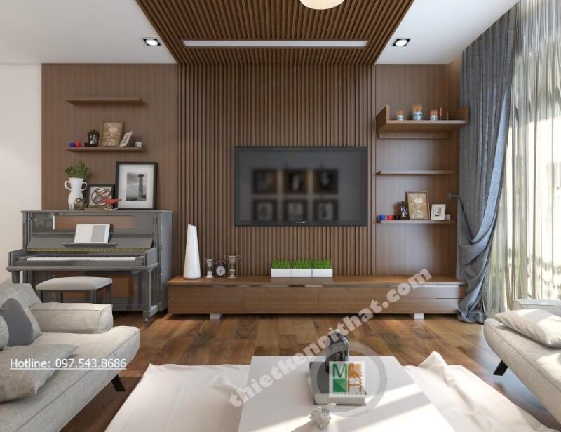 Thiết kế phòng khách chung cư trẻ trung, hiện đại và sang trọng