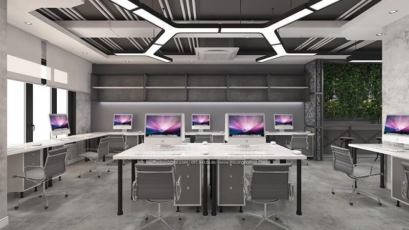 Mẫu thiết kế văn phòng đầy ấn tượng với phong cách hiện đại, độc đáo được đề xuất cho công ty công nghệ thông tin tại Hà Nội.